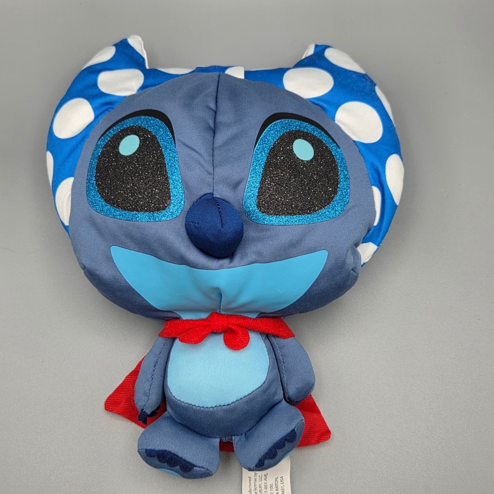 Disney Doorables Stitch Superhero Plush Red Cape Blue Polka Dot 10 Inch Toy